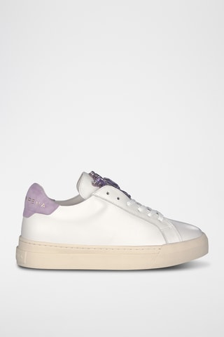 ##Baskets plateformes en cuir - Blanc et mauve