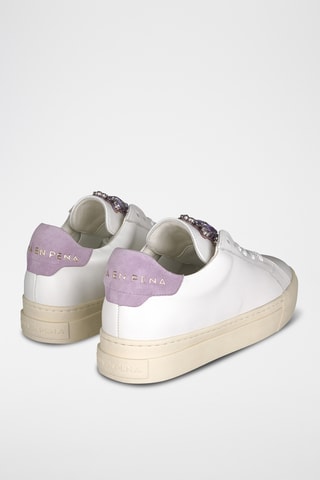 ##Baskets plateformes en cuir - Blanc et mauve