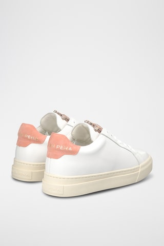 ##Baskets plateformes en cuir - Blanc et saumon