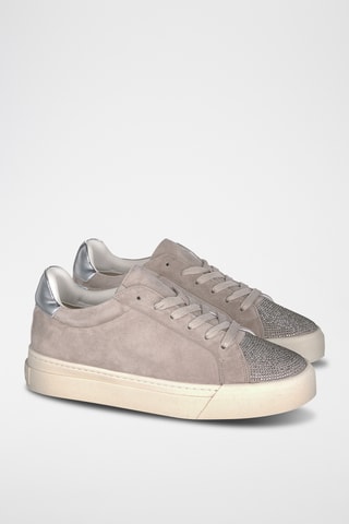 ##Baskets plateformes en nubuck - Taupe