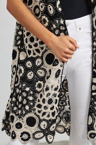 Gilet long sans manches - Noir et blanc