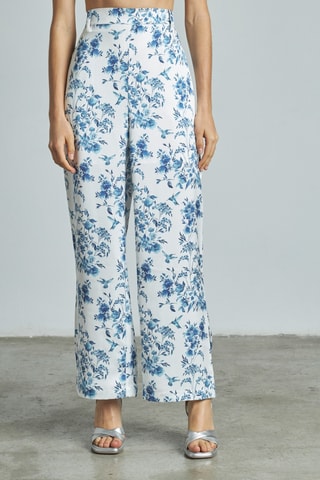 ##Pantalon droit taille haute - Ciel