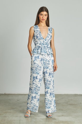 ##Pantalon droit taille haute - Bleu cobalt