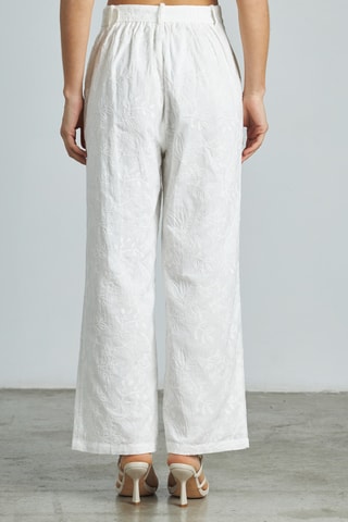 ##Pantalon droit taille haute - Blanc