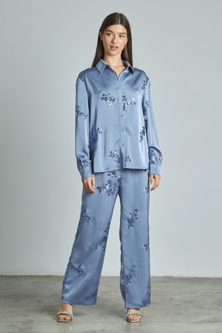 ##Pantalon droit taille haute - Ciel