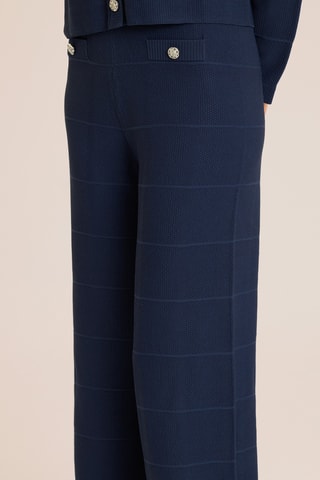 ##Pantalon droit taille haute - Bleu marine