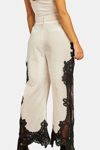 ##Pantalon en lin taille haute - Blanc