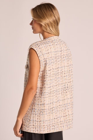 Veste sans manches en tweed - Bleu cobalt et beige
