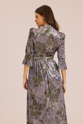##Robe longue en velours - Mauve