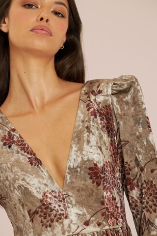 ##Robe longue en velours - Marron