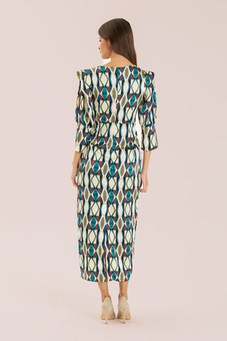 ##Robe midi - Vert et beige