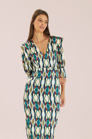 ##Robe midi - Vert et beige