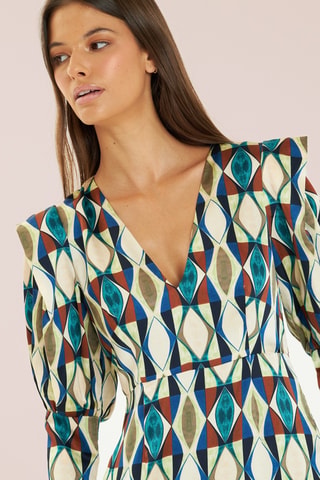 ##Robe midi - Vert et beige