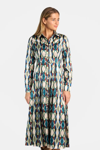 ##Robe chemise - Vert et beige