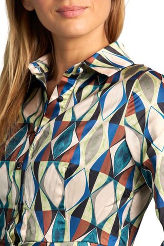 ##Robe chemise - Vert et beige