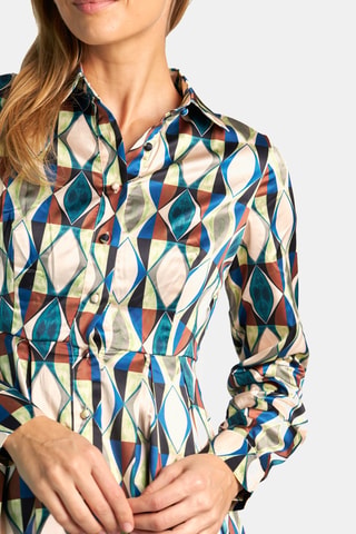 ##Robe chemise - Vert et beige