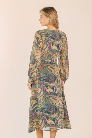 ##Robe midi - Gris et turquoise