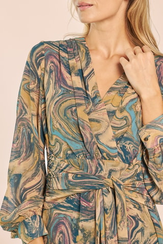 ##Robe midi - Gris et turquoise