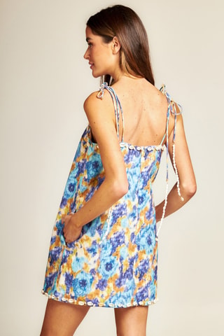 ##Robe droite en lin - Turquoise