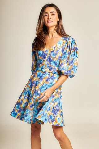 ##Robe patineuse en ramie - Turquoise