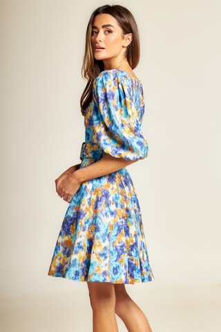 ##Robe patineuse en ramie - Turquoise