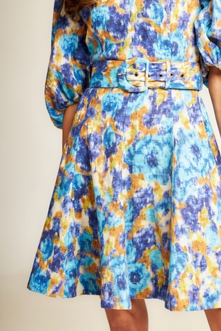 ##Robe patineuse en ramie - Turquoise