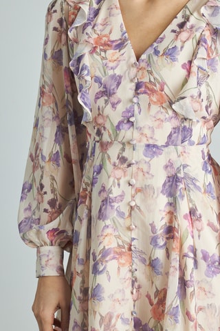 ##Robe volantée - Ecru et violet
