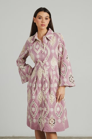 ##Robe chemise - Violet et blanc