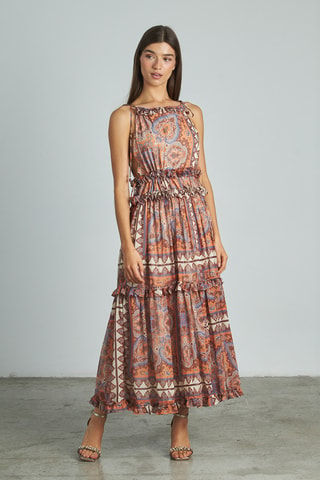 ##Robe volantée - Marron