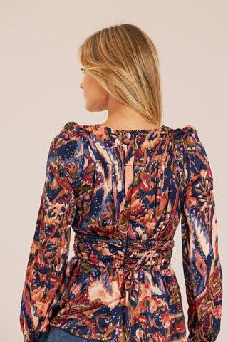 ##Blouse - Bleu roi et marron