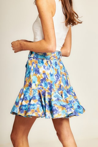 ##Minijupe en ramie - Turquoise