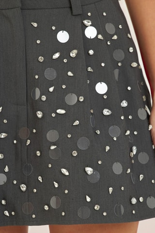 ##Minijupe taille haute - Gris foncé