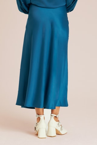 ##Jupe midi taille haute - Bleu pétrole