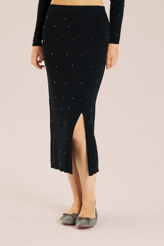 ##Jupe midi taille haute - Noir