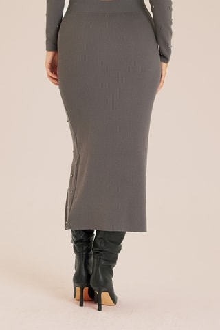 ##Jupe midi taille haute - Gris foncé