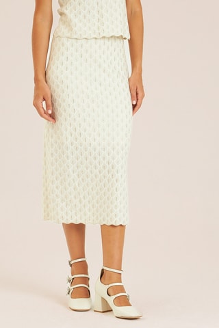 ##Jupe midi taille haute - Beige