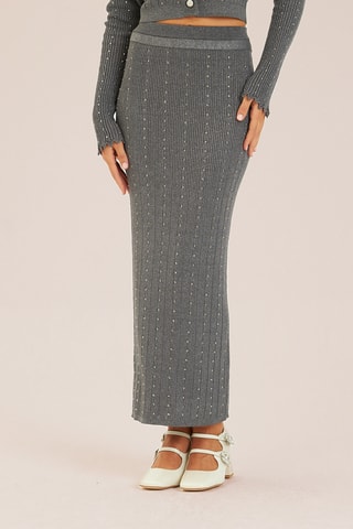 ##Jupe longue taille haute - Gris foncé