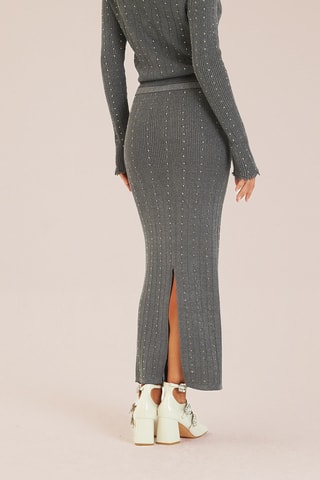 ##Jupe longue taille haute - Gris foncé