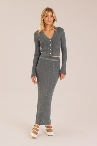 ##Jupe longue taille haute - Gris foncé