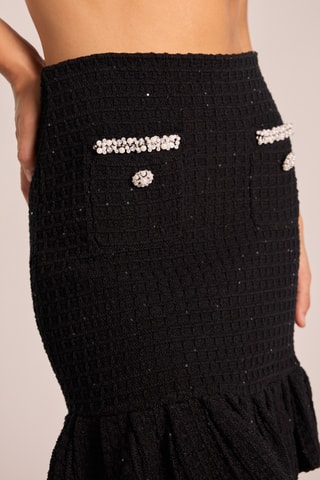 ##Minijupe en tweed taille haute - Noir