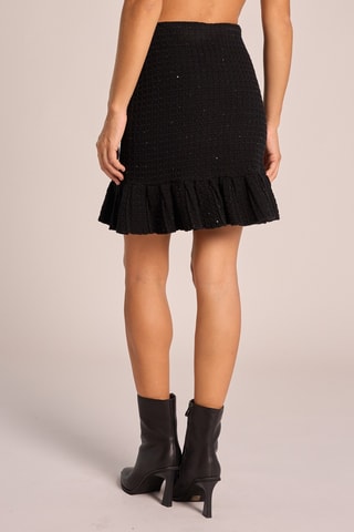 ##Minijupe en tweed taille haute - Noir