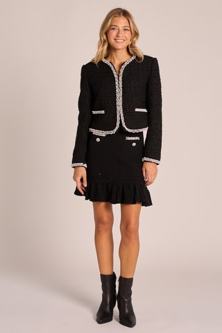 ##Minijupe en tweed taille haute - Noir