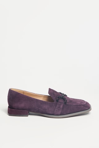 Mocassins à talons en cuir - Bordeaux