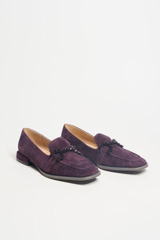 Mocassins à talons en cuir - Bordeaux