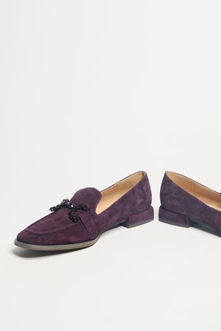 Mocassins à talons en cuir - Bordeaux