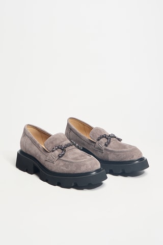 Leren Platform Mocassins - Grijs