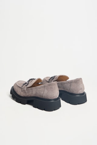 Leren Platform Mocassins - Grijs