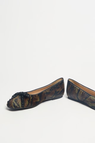 Leren Ballerina's met Hak - Groen