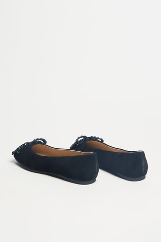 Leren Ballerina's met Hak - Zwart