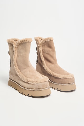 Bottines fourrées en cuir - Beige